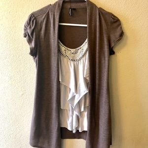 Brown and Cream Blouse